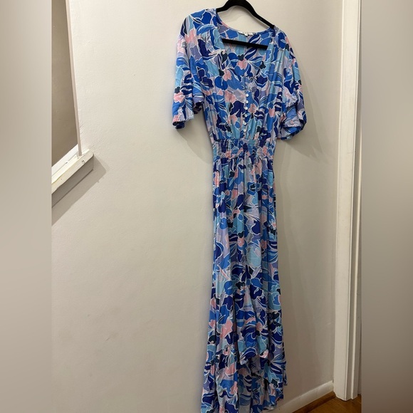 Able the label - Anthropologie - some hi-low Floral Blue Maxi Dress- medium - Picture 1 of 6